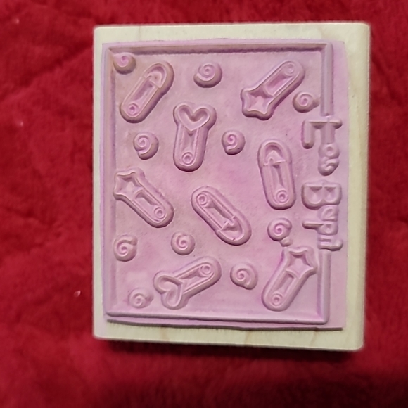 Inkadinkado For Baby phrase with diaper pins Wooden Rubbe… - Picture 2 of 2